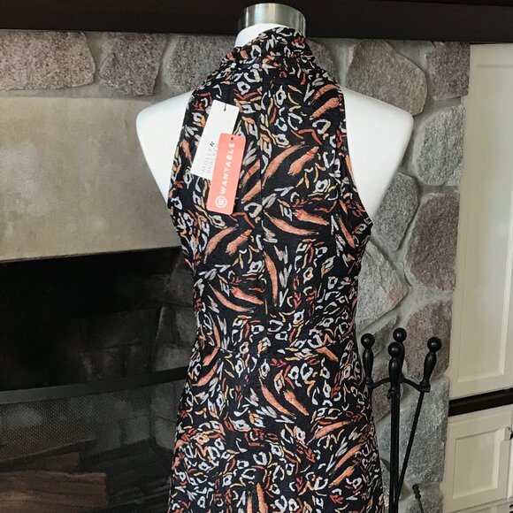 'Molly Bracken' Halter Black Fauve Dress - Size Large - Picture 2 of 7